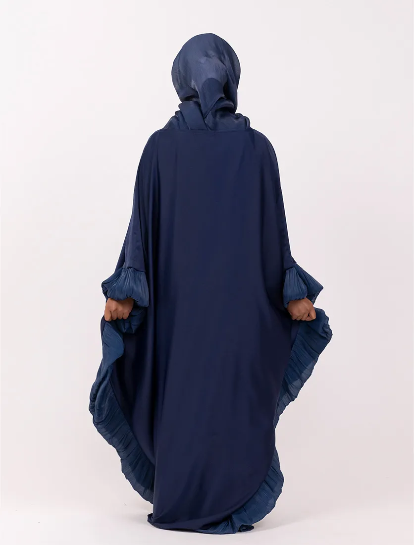 Navy Girls Organza Trim Kaftan
